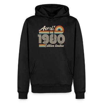 April 1980 Retro Geburtstag 1980 April 1980 - Männer Premium Bio Hoodie - Schwarz - Vorne - Nico (187cm)