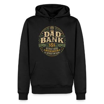 Dad Bank Retro-Humor | Vatertagsgeschenk - Männer Premium Bio Hoodie - Schwarz - Vorne - Nico (187cm)