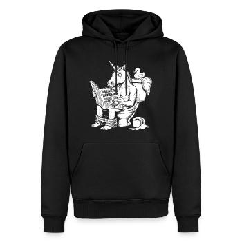 Nonsense motif with unicorn - Men’s Premium Organic Hoodie - black - Front - Nico (187cm)