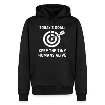 Heute Ziel: Kleine Menschen lebendig - Männer Premium Bio Hoodie - Schwarz - Vorne - Nico (187cm)
