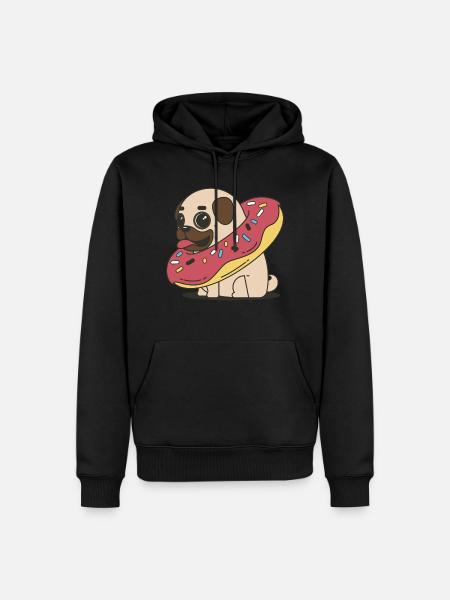 A fat sweet pug in a donut - Men’s Premium Organic Hoodie - black