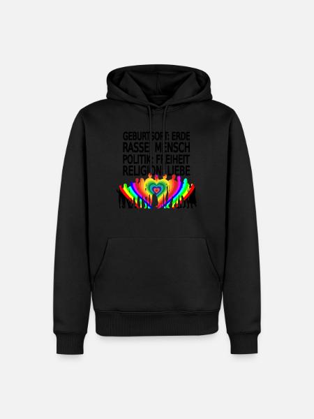 Gegen Rassismus - Männer Premium Bio Hoodie - Schwarz