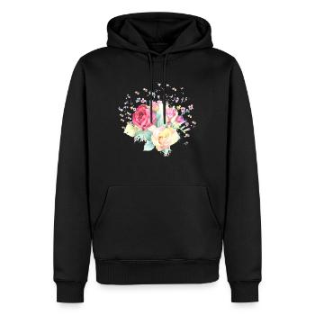 Bouquet Bouquet de roses Roses - Sweat à capuche Premium bio Homme - noir - Devant - Nico (187cm)