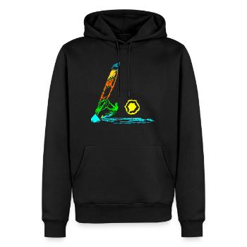 planche à voile - Sweat à capuche Premium bio Homme - noir - Devant - Nico (187cm)