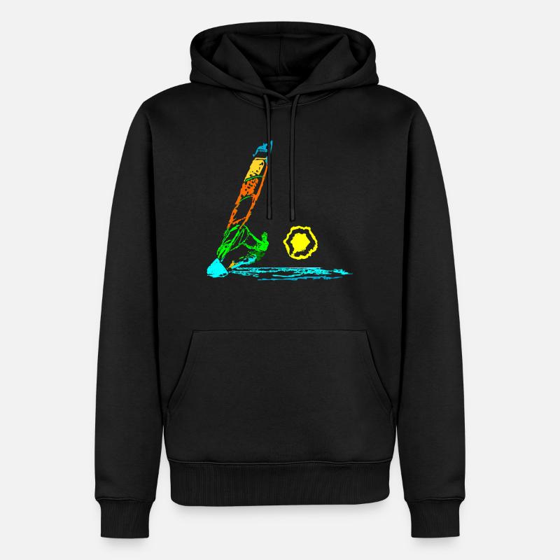 planche à voile - Sweat à capuche Premium bio Homme - noir