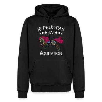 Je peux pas j'ai Equitation - Sweat à capuche Premium bio Homme - noir - Devant - Nico (187cm)