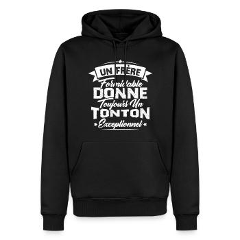 Un frère formidable donne un tonton exceptionnel - Sweat à capuche Premium bio Homme - noir - Devant - Nico (187cm)