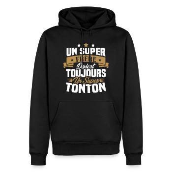 Un super frère devient toujours un super tonton - Sweat à capuche Premium bio Homme - noir - Devant - Nico (187cm)