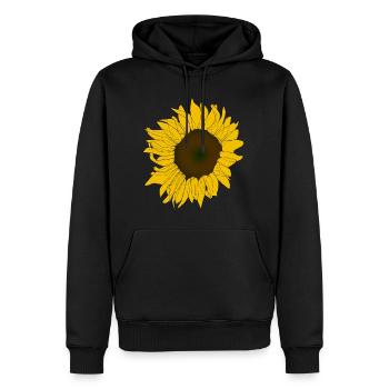Strahlende Sonnenblume - Männer Premium Bio Hoodie - Schwarz - Vorne - Nico (187cm)