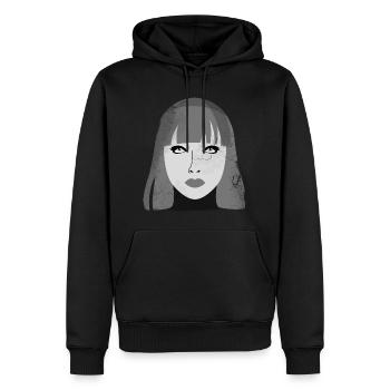 Cyborg in Lack und Leder - Männer Premium Bio Hoodie - Schwarz - Vorne - Nico (187cm)