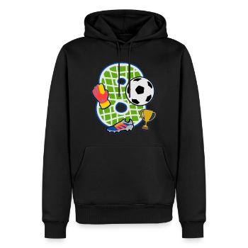 Fußball 8. Geburtstagsparty Nummer 8 - 8 Jahre - Männer Premium Bio Hoodie - Schwarz - Vorne - Nico (187cm)