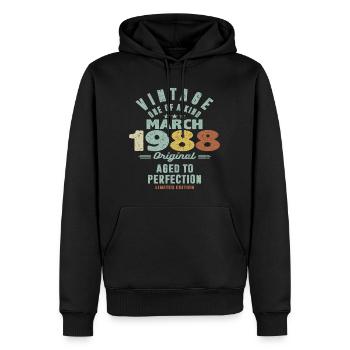 März 1988 - 35 Jahre alt - 35. Geburtstag - Männer Premium Bio Hoodie - Schwarz - Vorne - Nico (187cm)