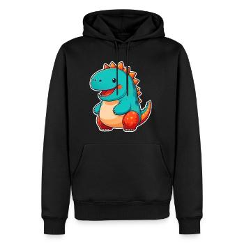 Dinosaure comique mignon - Sweat à capuche Premium bio Homme - noir - Devant - Nico (187cm)