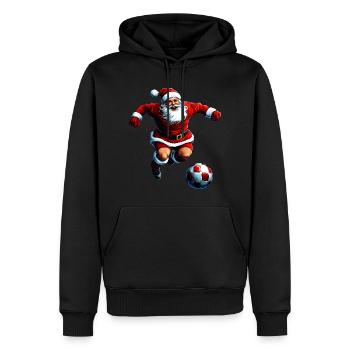 Père Noël Football / Footballeur Noël - Sweat à capuche Premium bio Homme - noir - Devant - Nico (187cm)