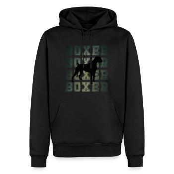 Disco Retro Boxer Dog - Men’s Premium Organic Hoodie - black - Front - Nico (187cm)