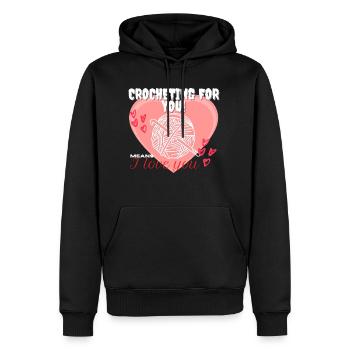 Crochet pour vous! signifie je t’ai le cœur rouge - Sweat à capuche Premium bio Homme - noir - Devant - Nico (187cm)