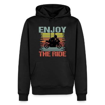 Biker Motorradfahrer Retro Vintage - Männer Premium Bio Hoodie - Schwarz - Vorne - Nico (187cm)