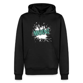 Moin - Männer Premium Bio Hoodie - Schwarz - Vorne - Nico (187cm)