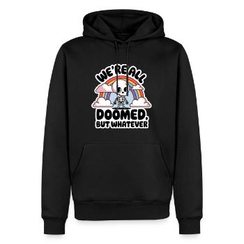 Lustiges Skelett – Wir sind alle verloren - Männer Premium Bio Hoodie - Schwarz - Vorne - Nico (187cm)