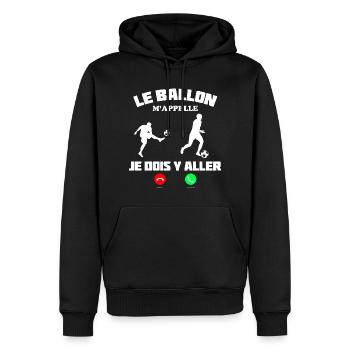 Footballeur Cadeau Citation Foot Homme - Sweat à capuche Premium bio Homme - noir - Devant - Nico (187cm)