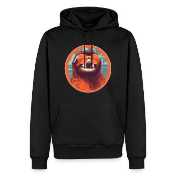 Paresseux avec lunettes de soleil, Lazybones, Slowpoke - Sweat à capuche Premium bio Homme - noir - Devant - Nico (187cm)