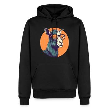 Ziege mit Sonnenbrille, gehörntes Säugetier, Ziege - Männer Premium Bio Hoodie - Schwarz - Vorne - Nico (187cm)
