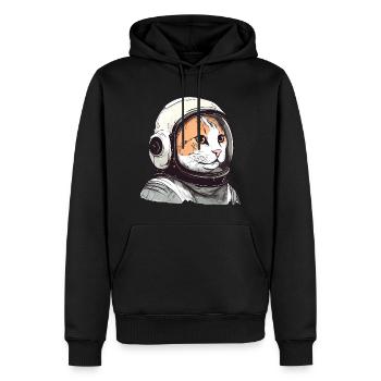 Funny Cat Astronaut - Men’s Premium Organic Hoodie - black - Front - Nico (187cm)