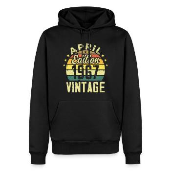Jahrgang April 1967 – Geburtstagsgeschenk 1967 - Männer Premium Bio Hoodie - Schwarz - Vorne - Nico (187cm)