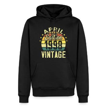 Jahrgang April 1998 - 1998 Jubiläumsgeschenk - Männer Premium Bio Hoodie - Schwarz - Vorne - Nico (187cm)
