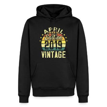 Jahrgang April 2019 – Geburtstagsgeschenk 2019 - Männer Premium Bio Hoodie - Schwarz - Vorne - Nico (187cm)