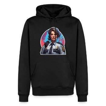 Police / Opérations / Profession / Emploi / Forces d’urgence - Sweat à capuche Premium bio Homme - noir - Devant - Nico (187cm)
