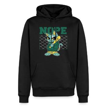 Angry Cat mit Baseballschläger - NOPE! - Männer Premium Bio Hoodie - Schwarz - Vorne - Nico (187cm)