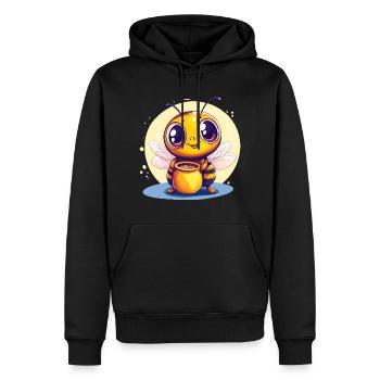 Honigbiene mit Topf - Männer Premium Bio Hoodie - Schwarz - Vorne - Nico (187cm)