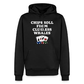 Chips Roll from Clueless Whales Poker Funny Poker - Männer Premium Bio Hoodie - Schwarz - Vorne - Nico (187cm)