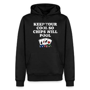 Gardez vos jetons cool pool casino poker - Sweat à capuche Premium bio Homme - noir - Devant - Nico (187cm)