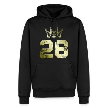 28 Zahl Krone - Männer Premium Bio Hoodie - Schwarz - Vorne - Nico (187cm)