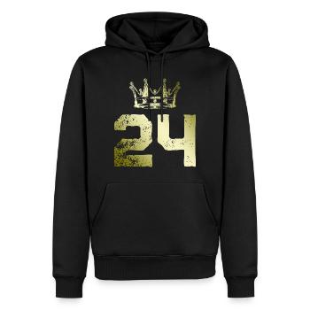 24 Zahl Krone - Männer Premium Bio Hoodie - Schwarz - Vorne - Nico (187cm)