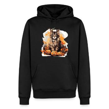 Maine Coon Herbst Halloween Katze - Männer Premium Bio Hoodie - Schwarz - Vorne - Nico (187cm)