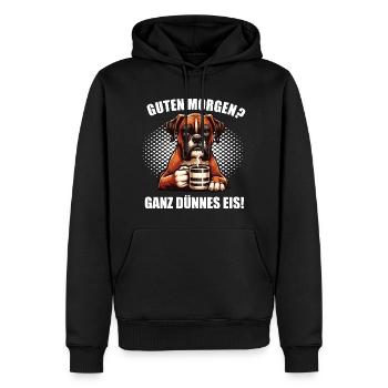 Guten Morgen ganz dünnes Eis Boxer Boxerhalter - Männer Premium Bio Hoodie - Schwarz - Vorne - Nico (187cm)