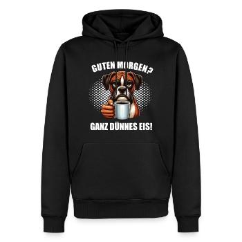 Guten Morgen ganz dünnes Eis Boxer Boxerhalter - Männer Premium Bio Hoodie - Schwarz - Vorne - Nico (187cm)