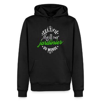 certifié meilleur jardinier cadeau humour jardin - Sweat à capuche Premium bio Homme - noir - Devant - Nico (187cm)