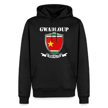 Gwadloup nou pli fo Guadeloupe Drapeau - Sweat à capuche Premium bio Homme - noir - Devant - Nico (187cm)