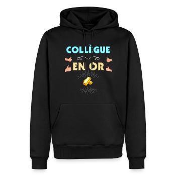 Collègue Un Vrai Trésor Citation Collègue - Sweat à capuche Premium bio Homme - noir - Devant - Nico (187cm)