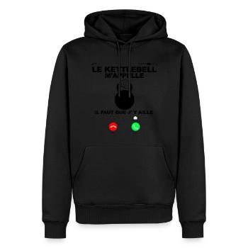 Sport Humour Cadeau Entrainement - Sweat à capuche Premium bio Homme - noir - Devant - Nico (187cm)