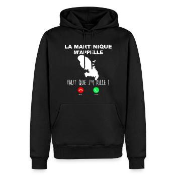 Martinique téléphone portable humour - Sweat à capuche Premium bio Homme - noir - Devant - Nico (187cm)