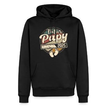 Futur Papy 2025 Cadeau annonce grossesse Homme - Sweat à capuche Premium bio Homme - noir - Devant - Nico (187cm)