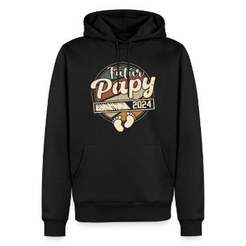 Futur Papy 2024 Cadeau annonce grossesse Homme - Sweat à capuche Premium bio Homme - noir - Devant - Nico (187cm)