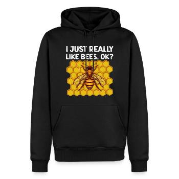 Apiculture Cours d’apiculture Association des apiculteurs Abeilles mellifères - Sweat à capuche Premium bio Homme - noir - Devant - Nico (187cm)
