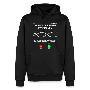 la corde M'Appelle Sport Entrainement - Sweat à capuche Premium bio Homme - noir - Devant - Nico (187cm)