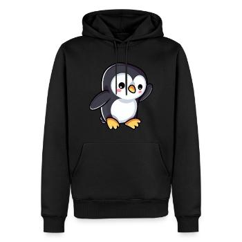 Süßer Cartoon Pinguin winkt - Männer Premium Bio Hoodie - Schwarz - Vorne - Nico (187cm)